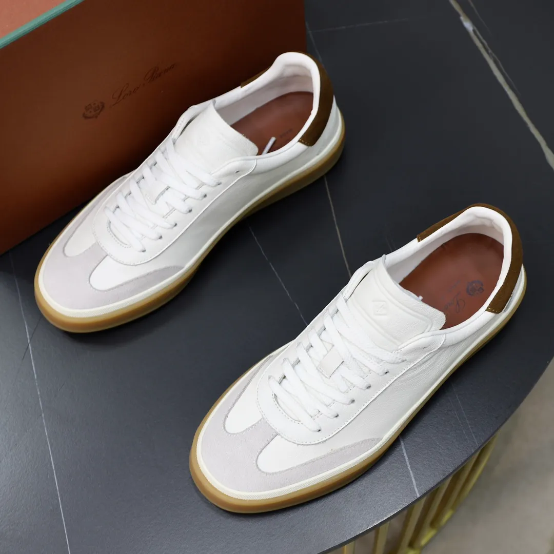 Men's Men's Shoes💰540💰••New Products•• LoroPian*_Noyo-Pianya New men's casual moral training sneakers, LP lace-up casual shoes!  Made of original imported soft cowhide and suede fabric, it highlights the sporty style. The heel is decorated with logo embossing and the original molding. The raw rubber translucent sole combined with the color welt adds a sense of modernity to the shoe. The shoe is overall refreshing and easy to match with style. It has a full cowhide lining for the feet. The original box packaging at the counter comes with wooden balls and a dust bag! Size: 38-44 (.45 customized)
